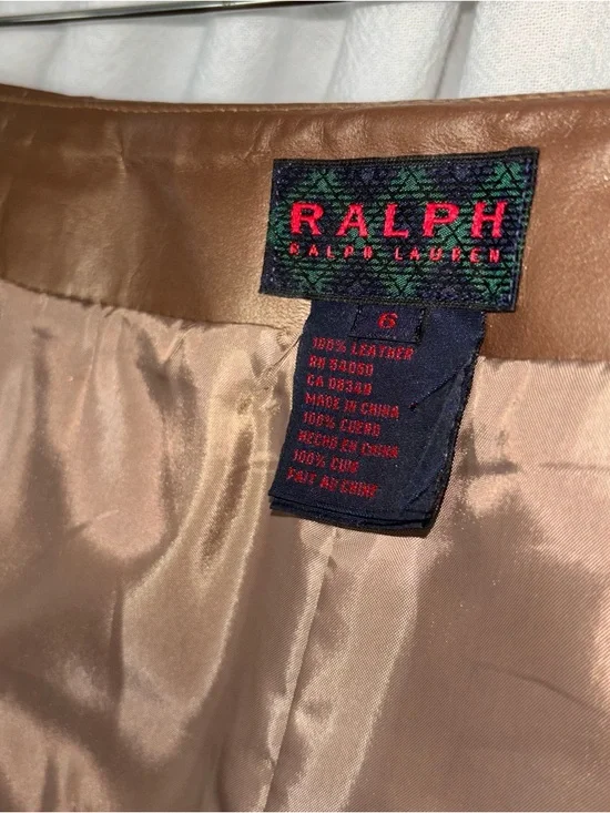 Ralph Ralph Lauren Brown and Gold Leather Pants Size 6 - Picture 6 of 8
